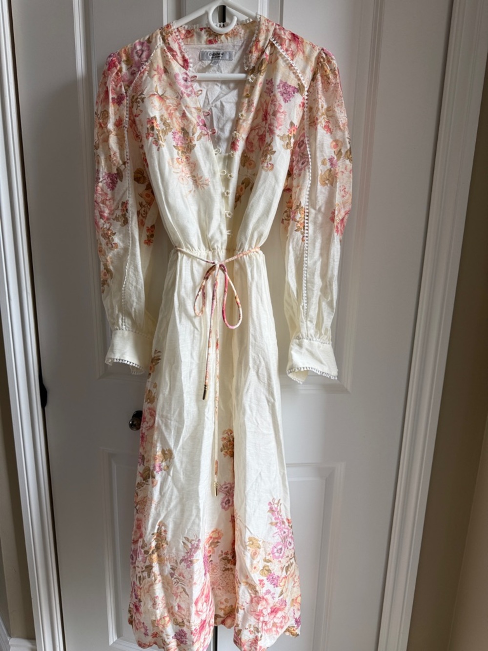 Ever New Cream Maxi Dress with Pink & Peach Floral Accents